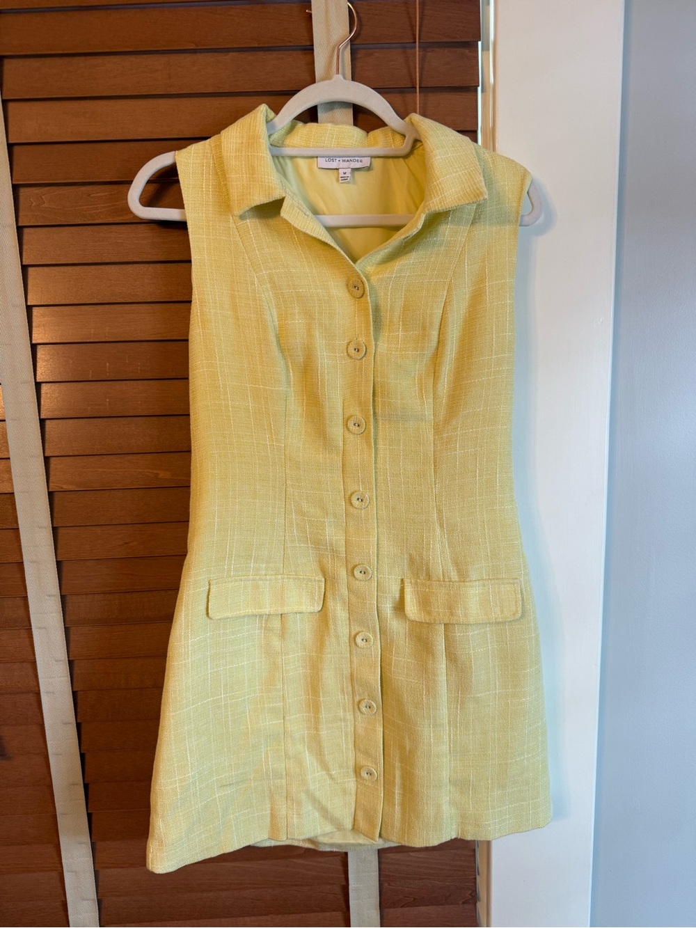Light Yellow Sleeveless Button-Front Shift Dress by Talbots